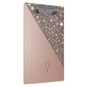 Elegante Roze Gouden Monogram Klembord (Rechts)