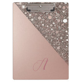 Elegante Roze Gouden Monogram Klembord