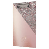 Elegante Roze Gouden Monogram Klembord (Links)