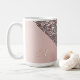 Elegante Roze Gouden Monogram Koffiemok