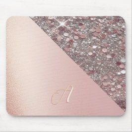 Elegante Roze Gouden Monogram Muismat