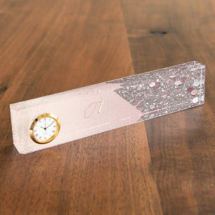 Elegante Roze Gouden Monogram Naambordje