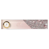 Elegante Roze Gouden Monogram Naambordje (Voorkant)