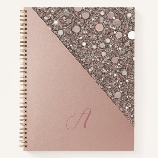 Elegante Roze Gouden Monogram Notitieboek (Voorkant)