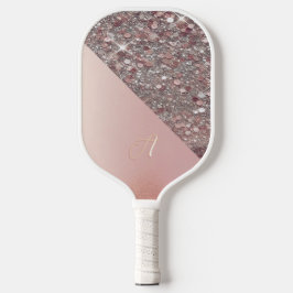 Elegante Roze Gouden Monogram Pickleball Paddle