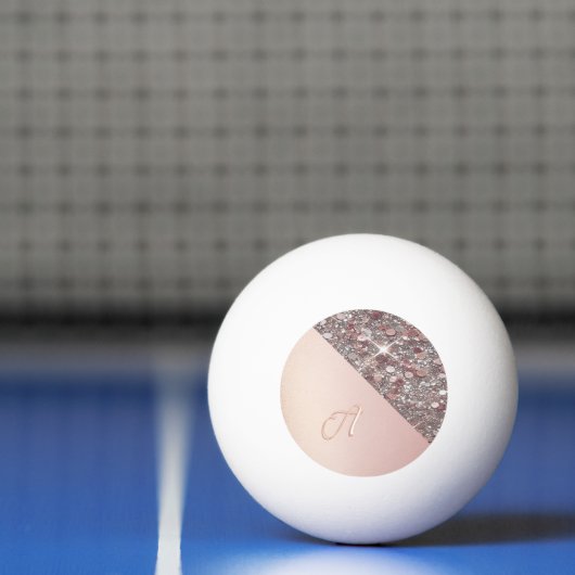 Elegante roze gouden monogram pingpongbal (Net)