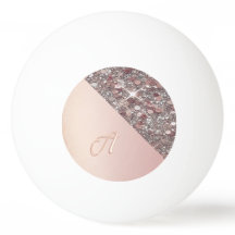 Elegante roze gouden monogram pingpongbal