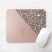 Elegante Roze Gouden Monogram Planner Muismat (Met muis)