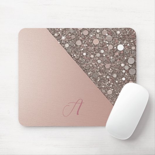 Elegante Roze Gouden Monogram Planner Muismat (Met muis)