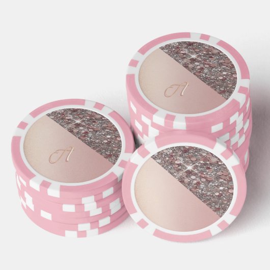 Elegante roze gouden monogram poker chips (Opstapeling)
