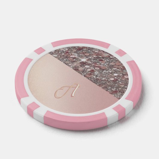 Elegante roze gouden monogram poker chips (Enkel)