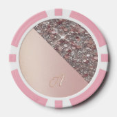 Elegante Roze Gouden Monogram Poker Chips (Voorkant)
