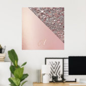 Elegante Roze Gouden Monogram Poster (Thuiskantoor)