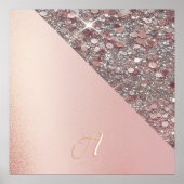 Elegante Roze Gouden Monogram Poster (Voorkant)