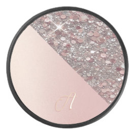 Elegante Roze Gouden Monogram Puck