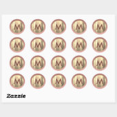 Elegante Roze Gouden Monogram Ronde Sticker (Vel)