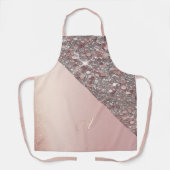 Elegante Roze Gouden Monogram Schort (Voorkant)