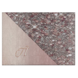 Elegante roze gouden monogram snijplank
