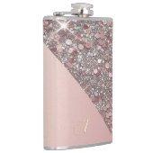 Elegante Roze Gouden Monogram Vinyl Omwikkelde Fle Heupfles (Rechts)