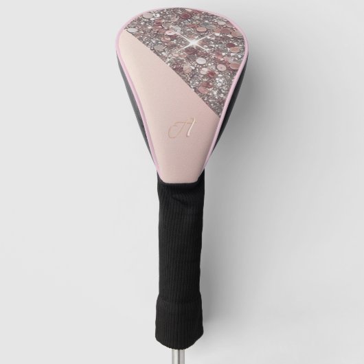Elegante roze gouden monogramknop golfheadcover (Voorkant)