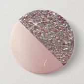 Elegante roze gouden monogramknop ronde button 7,6 cm (Voorkant)