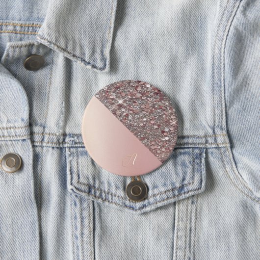 Elegante roze gouden monogramknop ronde button 7,6 cm (In situ)