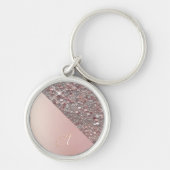 Elegante roze gouden monogramknop sleutelhanger (Voorkant)
