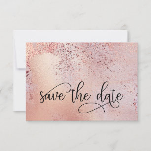 Elegante Roze Gouden Nep Folie en Glitters Save The Date