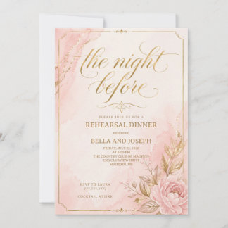 Elegante Roze & Gouden Oefendiner Uitnodiging