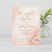 Elegante Roze & Gouden Oefendiner Uitnodiging (Staand voorkant)