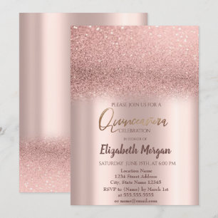 Elegante roze gouden ombre Quinceañera uitnodiging