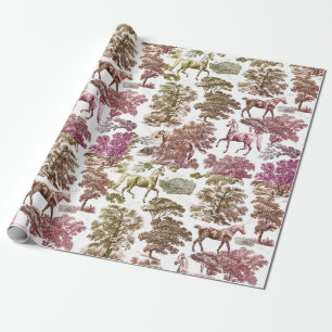 Elegante  Roze Gouden Paarden in Bossen Toile Cadeaupapier