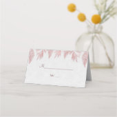 Elegante Roze Gouden Palmbladeren Bruiloft Plaatskaartje (Achterkant)