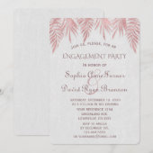 Elegante roze gouden palmbladeren verlovingsfeestj kaart (Voorkant / Achterkant)