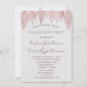 Elegante roze gouden palmbladeren verlovingsfeestj kaart (Voorkant)