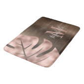 Elegante roze gouden palmbladmonogram badmat (Gekanteld)