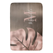 Elegante roze gouden palmbladmonogram badmat (Voorkant Verticaal)