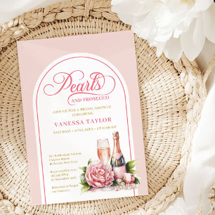 Elegante Roze Gouden Parels Bruiloft Feest Uitnodi Kaart