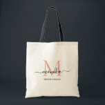 Elegante Roze Gouden Persoonlijke Bruidsmeisje Naa Tote Bag<br><div class="desc">Klassieke vrouwelijke minimalistische en elegante trouwtassen tas. Dit ontwerp heeft een eenvoudig en modern roze goud en zwart script monogram. U kunt personaliseren met een initiaal en naam in script. Deze roze gouden boodschappentas is een perfect persoonlijk cadeau voor de bruiloft - bruidsmeisje van eer, bruidsmeisjes, moeders van de bruid...</div>
