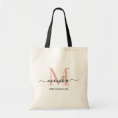 Elegante Roze Gouden Persoonlijke Bruidsmeisje Naa Tote Bag (Voorkant)
