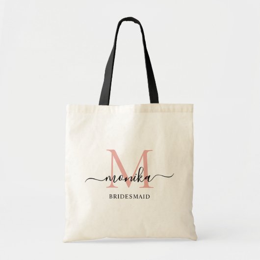 Elegante Roze Gouden Persoonlijke Bruidsmeisje Naa Tote Bag (Voorkant)