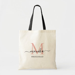 Elegante Roze Gouden Persoonlijke Bruidsmeisjesnaa Tote Bag