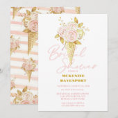 Elegante Roze Gouden Pioen Bloemige Bruidsdouche Kaart (Voorkant / Achterkant)