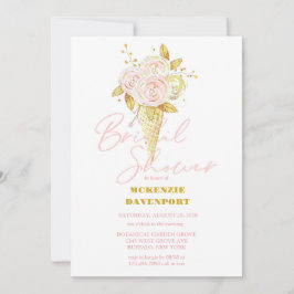 Elegante Roze Gouden Pioen Bloemige Bruidsdouche Kaart