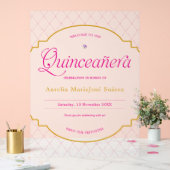 Elegante roze gouden Quinceanera Frosted Welkom Acryl Bord (Huwelijk)