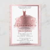 Elegante Roze Gouden Quinceañera Jurk Briefkaart (Voorkant)