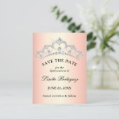 Elegante Roze Gouden Quinceanera Save The Date Briefkaart (Staand voorkant)