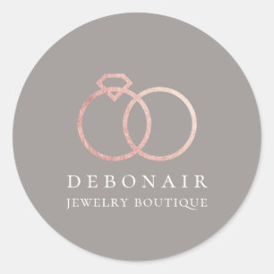 Elegante roze gouden ringlogo gepersonaliseerd ronde sticker