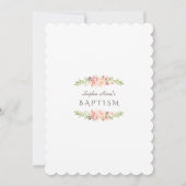 Elegante Roze Gouden Roze Bloemige Doop  Kaart (Achterkant)