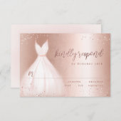 Elegante roze gouden roze jurk quinceañera RSVP (Voorkant / Achterkant)